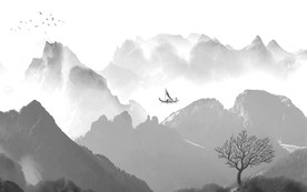 新中式新品水墨壁画 TIF分层