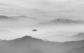 意境灰色山水壁画 TIF分层