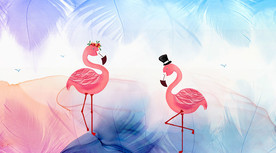 火烈鸟羽毛背景墙