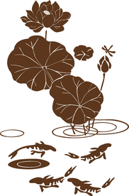 鱼戏荷叶间 矢量