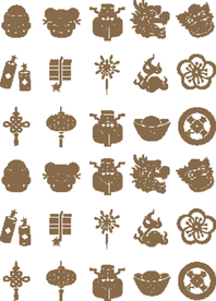 脸谱钱币梅花鞭炮元宝财神中国结