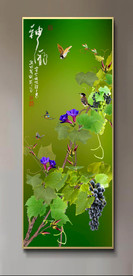 原创玄关葡萄花鸟神韵装饰画壁画