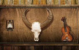 牛头骨复古工装背景墙