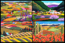 矢量手绘七彩田园