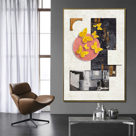 金色蝴蝶现代抽象3D装饰画