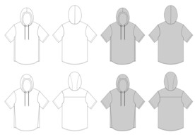 正反面连帽短袖T恤模板素材