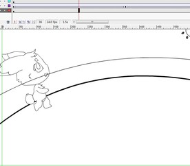 一个简笔画逐帧小兔子上上坡动画