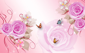 浪漫蝶恋花电视背景墙