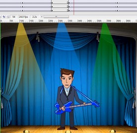 谈吉他的男子在舞台上表演15秒