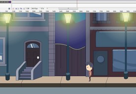 欧美风格街道人走过动画11秒