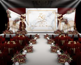 红白色大理石主题仪式区