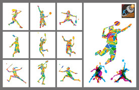 矢量彩绘羽毛球运动系列