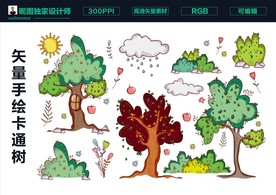 手绘卡通小树
