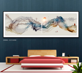 卧室挂画 新中式山水画 床头画