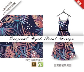 矢量树叶四方连续图案