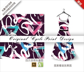 抽象涂鸦四方连续纹样