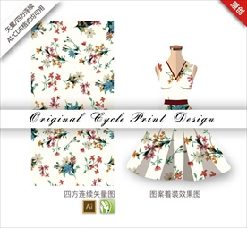 枙子花四方连续图案