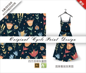 矢量七星瓢虫郁金香