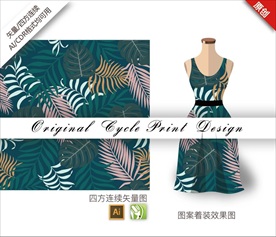 矢量叶子四方连续图案