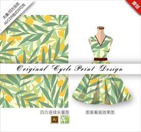 矢量桂花四方连续图案