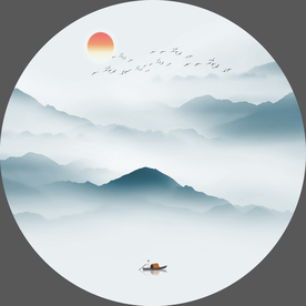 蓝色山水装饰画