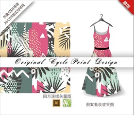 矢量抽象树叶四方连续