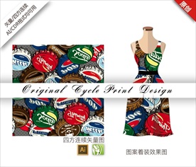 矢量写实瓶盖四方连续