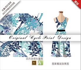 矢量抽象花烟草四方连续