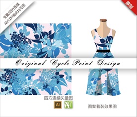 矢量抽象桔梗四方连续