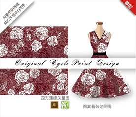 矢量山茶花连续纹样