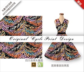 矢量抽象豹纹四方连续