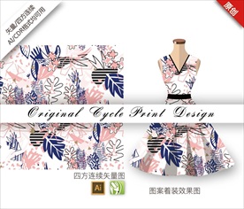 矢量抽象树叶四方连续