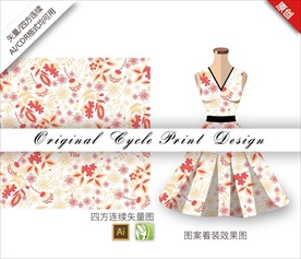 矢量抽象樱花四方连续