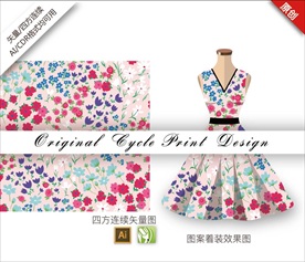 矢量郁金香花丛四方连续