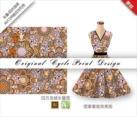 矢量抽象花朵四方连续