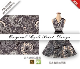 矢量腰果花四方连续图案