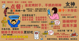 餐饮店时尚墙画背景素材