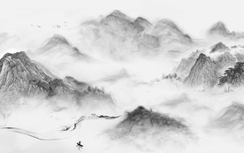 灰色 意境新山水画 TIF分层