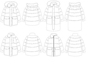 女装中长款羽绒服CDR款式图