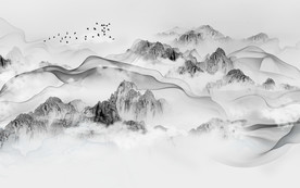 高档中国风山水画 TIF分层