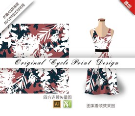 矢量抽象树叶四方连续