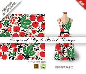 矢量抽象樱桃四方连续