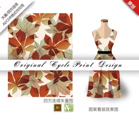 矢量写实枫叶四方连续