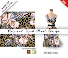 矢量豹纹羊蹄甲四方连续