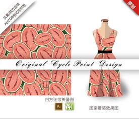 矢量西瓜插画四方连续