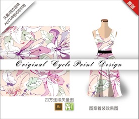 矢量唯美百合四方连续