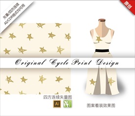 矢量金色星星四方连续