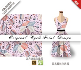 矢量抽象花烟草四方连续