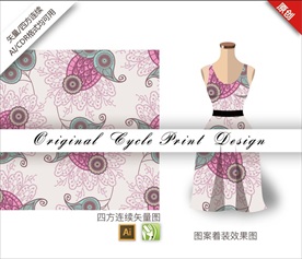 矢量抽象腰果花四方连续