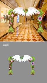 天使翅膀创意活动拱门 矢量拱门